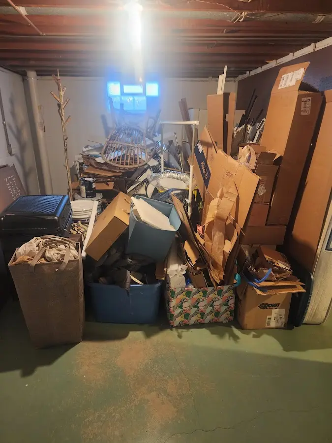 Roll-off dumpster container at job site for 4 Yard Dumpster Rental in Wayne